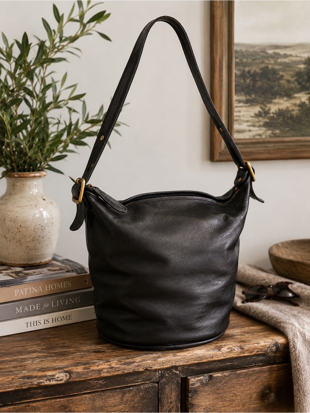 Vtg Coach Duffle Sac 9085 Black Glove-Tanned Leather USA Creed 695-3917